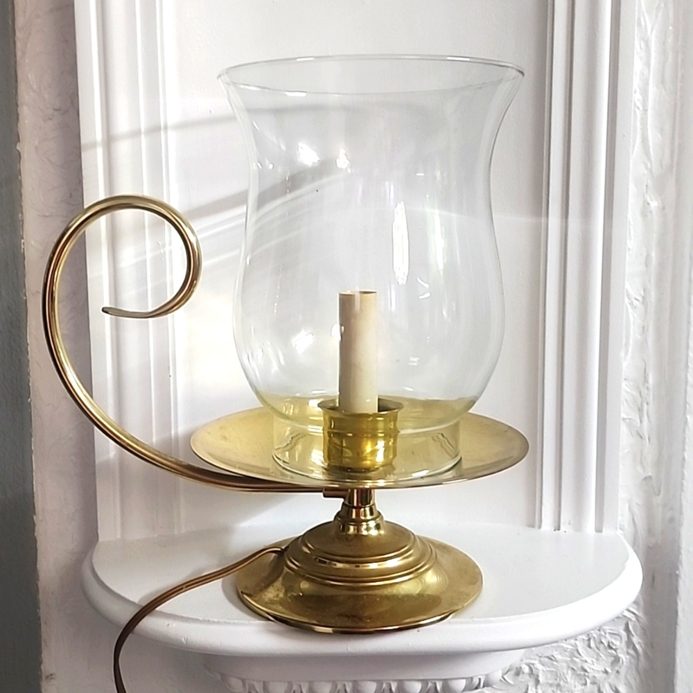 Baldwin Brass Chamber Candlestick Glass Chimney Candle Holder USA MADE Coloniao